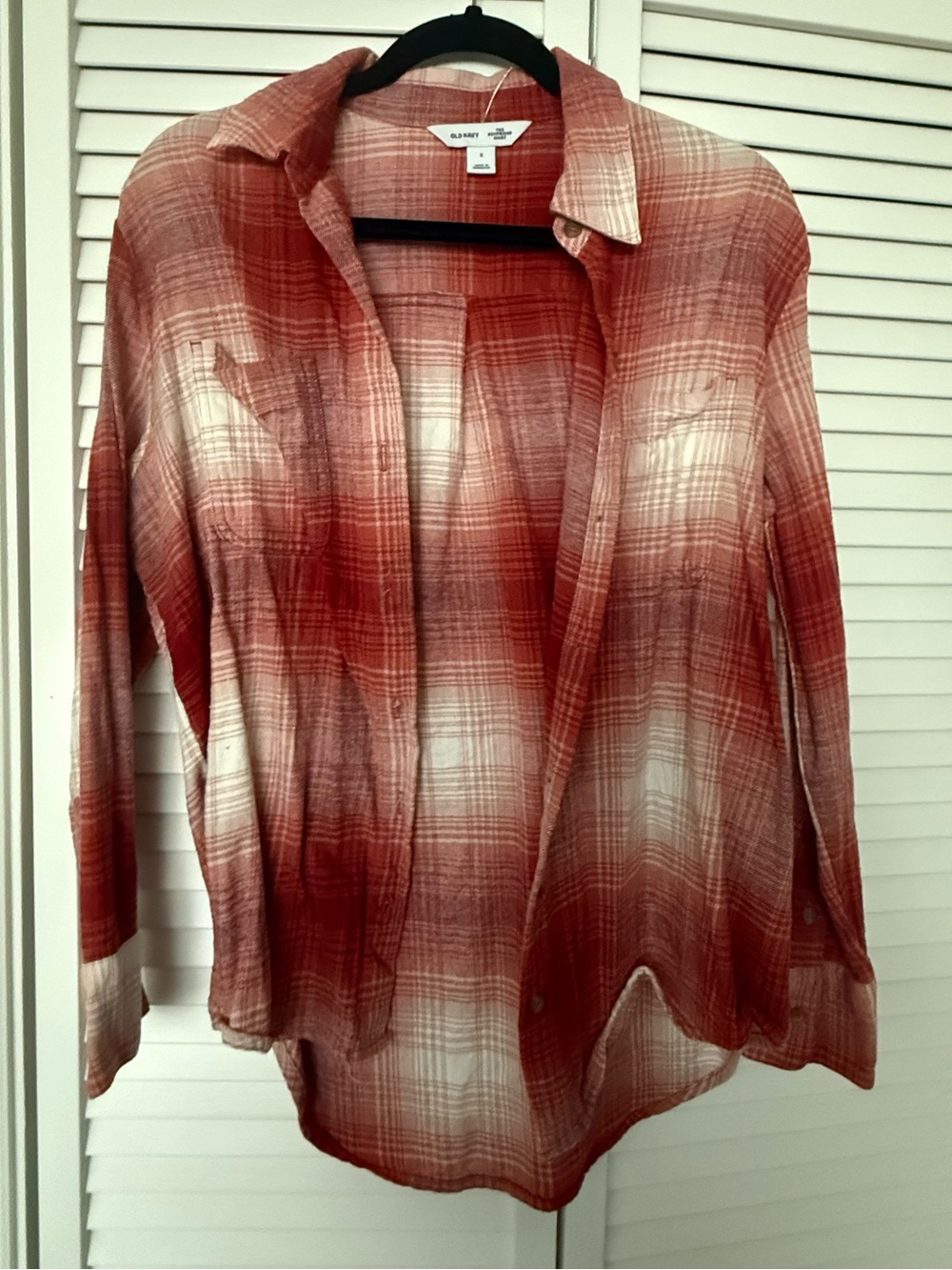 Old Navy Rust and Cream Ombre Plaid Button-Down Shirt